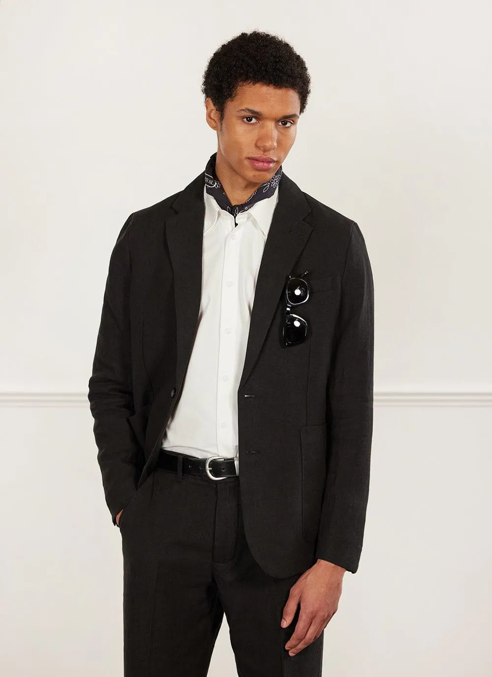 Tailored Linen Blazer | Black