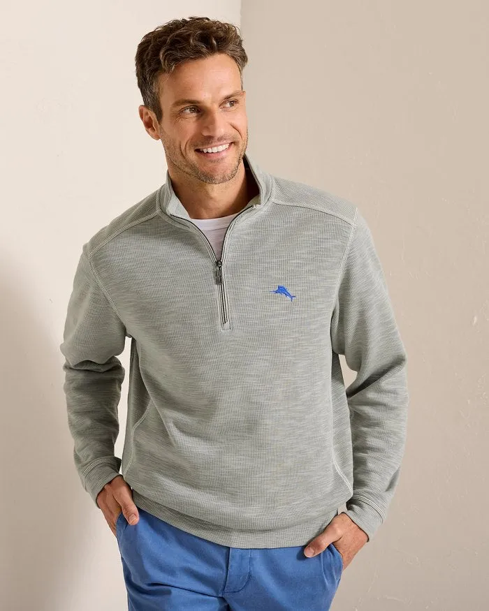 Tobago Bay Half-Zip Sweatshirt in Smoke Grey by Tommy Bahama