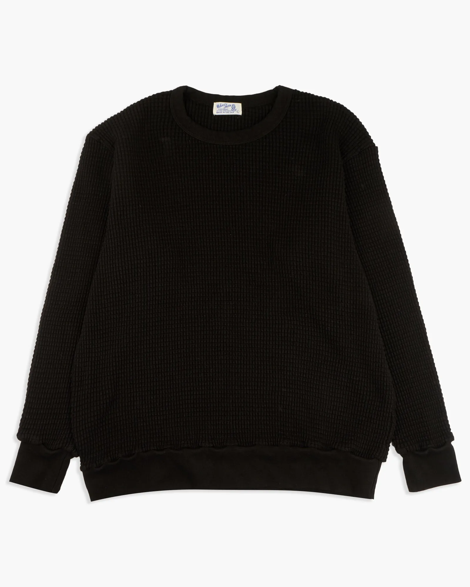 Velva Sheen Waffle Crew Set-In Sweat - Black