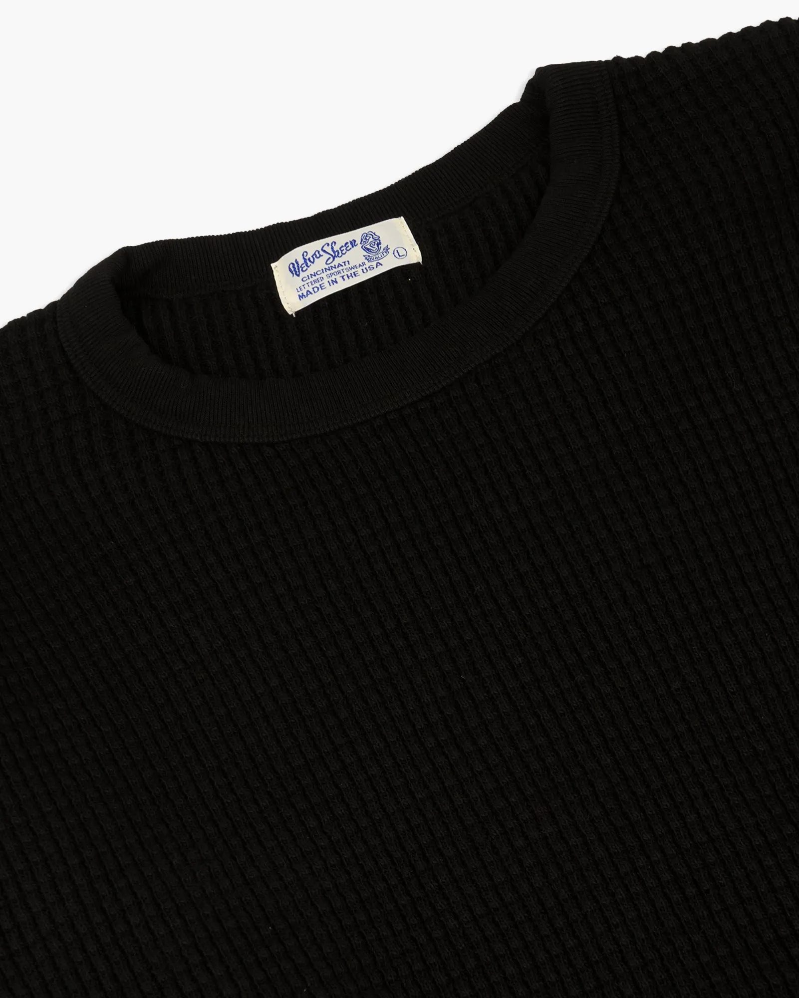 Velva Sheen Waffle Crew Set-In Sweat - Black