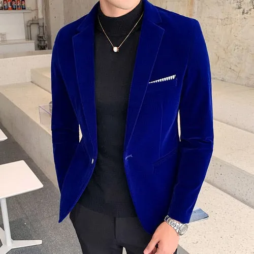 Velvet Blazer Slim Fit Casual Blazers