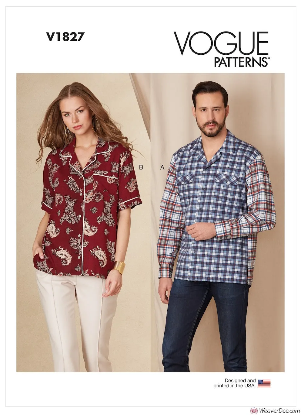 Vogue Pattern V1827 Unisex Shirts