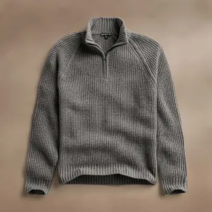 Waffle Knit Half Zip - Granite