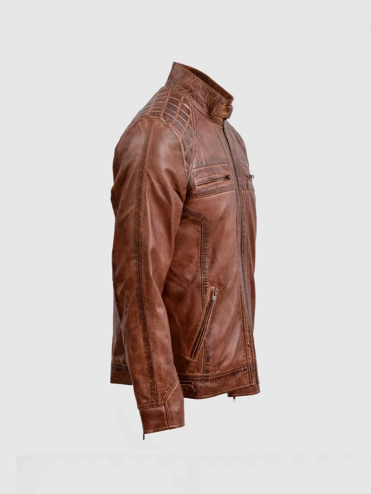 Waxed Leather Biker Jacket