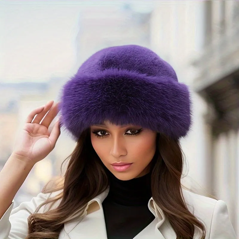 Winter Faux Fur Bucket Hat - Caps - Soft, Thickened, Insulated, and Stylish Ear Protection for Ultimate Warmth - Perfect Christmas Gift for Women, All-Match Casual Design for Daily Wear