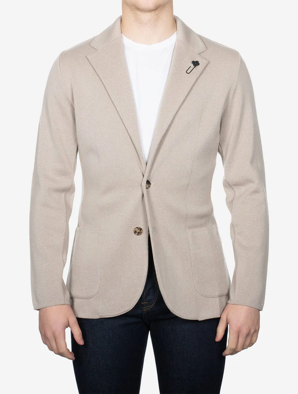 Wool Knit Jacket Beige