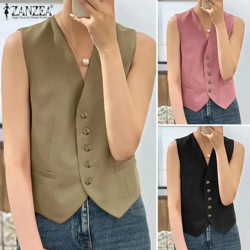 ZANZEA Casual Tanks Tops Vests Blouse